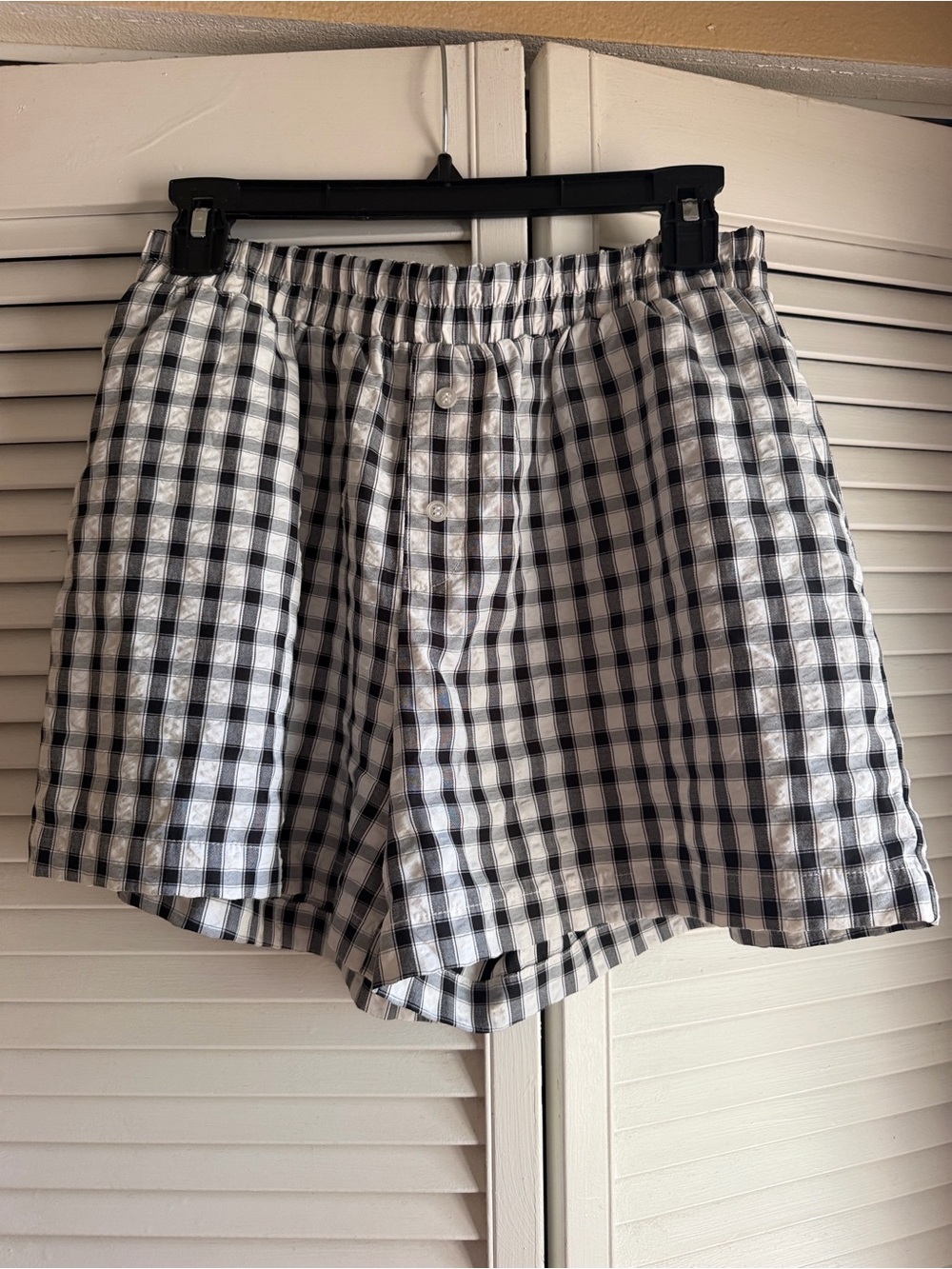 Gingham High-Waist Women's Shorts - Black & White